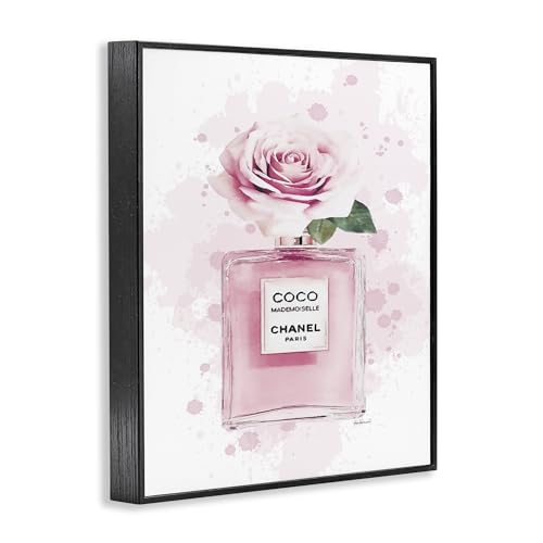 Image of Stupell Industries Pink Flower Perfume Fashion Glam Design, Designed by Amanda Greenwood Wall Art, 24 x 1.5 x 30, Black Framed