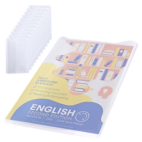 LdawyDE A4 Cubierta de libro transparente, 10 piezas Funda de Libro de Texto Cubiertas Protectoras de Libros y Cuadernos para Libros,Cuadernos de Ejercicios,Libros Escolares y Cubiertas del Libros