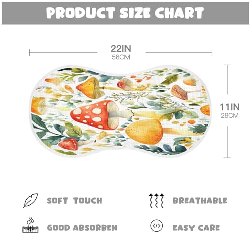 Watercolor Mushrooms Plant Burp Cloths Cotton Baby Washcloths,Large 22x11in Burping Cloth Absorbent and Soft for Newborn Baby Boys and Girls,4 Pack4
