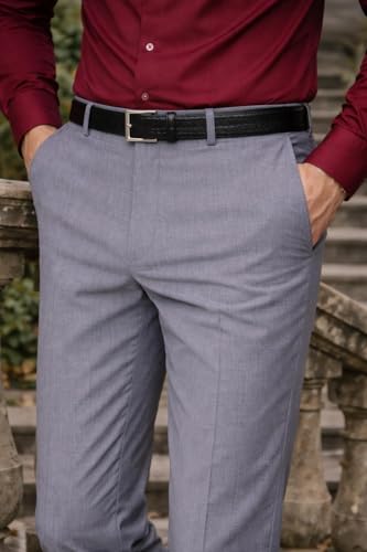 Image of Louis Philippe Men's Slim Fit Everyday Smart Wear Comfort Stretch Work Ready Solid Formal Trouser