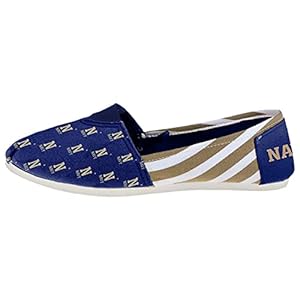 FOCO Navy Midshipmen NCAA Womens Stripe Canvas Shoes – L