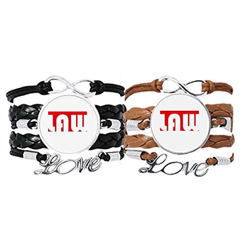 Pulsera Curso y Principales Derecho rojo el regalo de cuero ideal para parejas