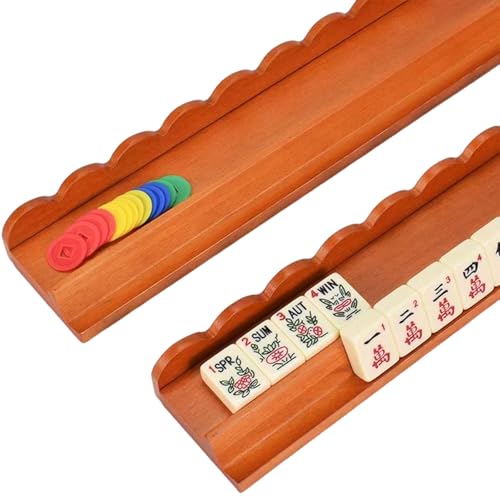 Lawaia Mahjong Racks con empujadores magnéticos de madera miniatura 3
