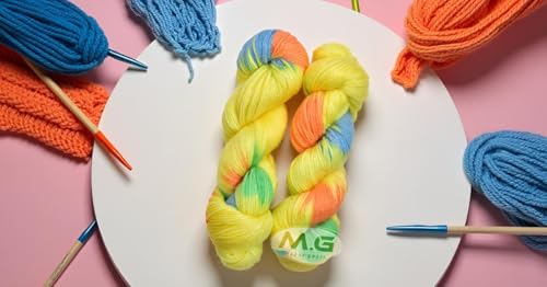 Image of Glow Knitting Yarn Wool, Lemon Mix 300 GMS Woolen Crochet Yarn Thread. Best Used with Knitting Needles, Crochet Needles-BB Art-ABAE