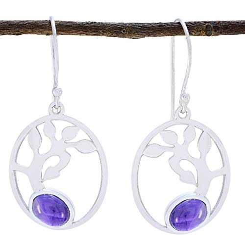 Boucle d'oreille améthyste en argent 925 sterling de forme ovale pour femmes