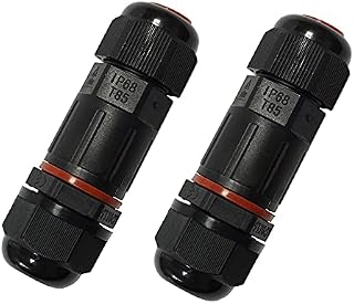 4VWIN IP68 Waterproof Junction Box 2-Way Outdoor Cable Connectors for max Ø6mm CableOutput) and max Ø10mm Cable (Input) (2, Small 83 * 26mm)