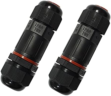 4VWIN IP68 Waterproof Junction Box 2-Way Outdoor Cable Connectors for max Ø6mm CableOutput) and max Ø10mm Cable (Input) (2, Small 83 * 26mm)
