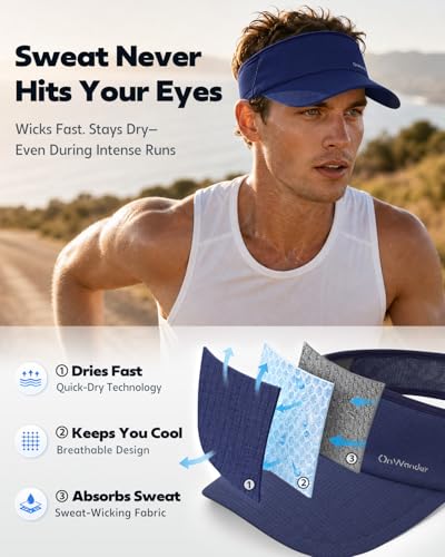 Image of Sport Sun Visor Hat for Women Men - Lightweight Stretchy Polyester Spandex Quick Dry Sweatband Wrinkle Resistant