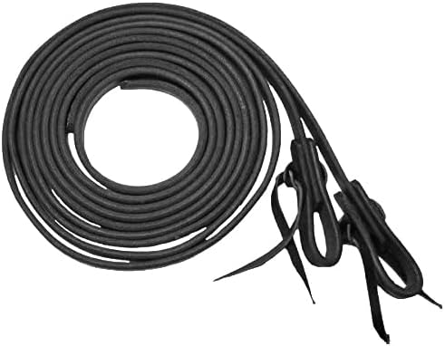 5/8" X 8' Oiled Premium Leather Horse Harness Reins – Durable Western Riding & Driving Reins – Heavy Duty Equestrian Tack for Training, Ranch Work & Competition Black