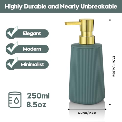 Image of YAUKPH Small Soap Dispenser for Bathroom and Kitchen Matte Green and Gold