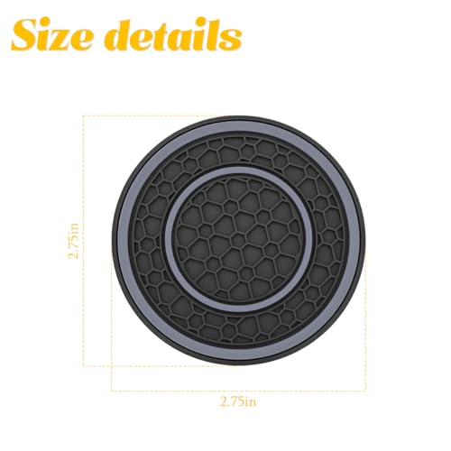 Image of Osilly Car Coasters for Cup Holder, 2.75 Inch No-Slip Anti Dust Insert Coaster, Universal Auto Waterproof Coasters Silicon Insulation Cup Mats for Woman Man, Suit for Vehicle (Black /Gray, 4PCS)