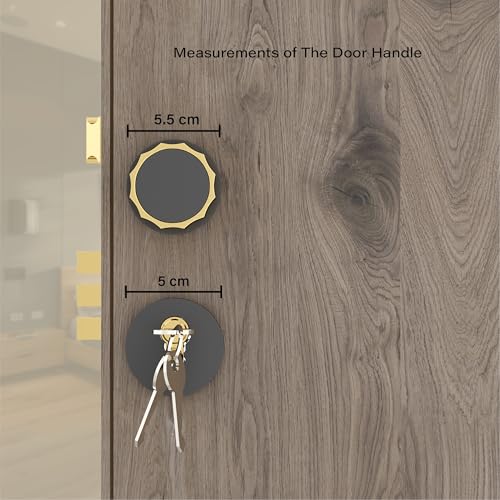 Image of GLOXY Zinc Knob Handle for Mortise Lock Pull Handle Left & Right Door Compatibility Door Lock with 3 Key Lock Body & Cylinder for Home|Gold & Black Finish (2 Years Warranty, Pack of 1)