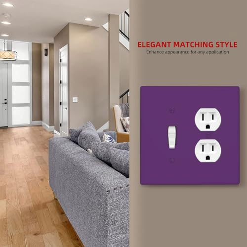 Spshian Light Switch Cover Plate Purple 2 Gang Outlet Covers 1 Toggle 1 Duplex Wall Plate Electrical Switch Plate Covers for Bathroom Home Decor by Spshian - Image 7