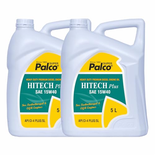 Image of PALCO Hitech Plus 15W40 Diesel Engine Oil 5 Litre (Pack of 2) for Heavy Duty Cars, Commercial Vehicles & Turbocharged Diesel Engines, EGR Compatible