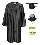 MyGradDay Unisex Adult Graduation Shiny Gown Cap Tassel 2021+2022 Year Charm Package