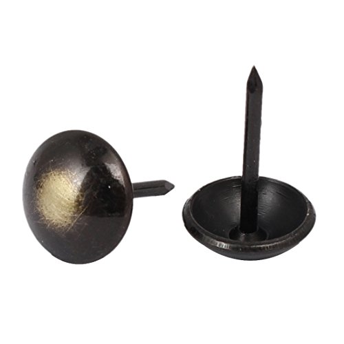 Sourcingmap 7/16 Inch Head Dia 17mm Height Upholstery Tack Nail Push Pin Black Bronze Tone 50pcs - Image 2