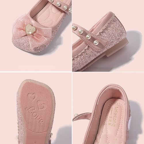 IWIHMIV Girls Flat Mary Jane Shoes Adjustable Strap Comfortable Non Slip Dress Up Princess Shoes for Toddler Girls4