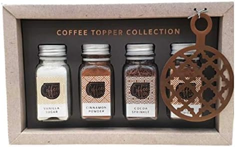 Kachhu® Coffee Topper Gift Set Includes: Vanilla Sugar Cinnamon Powder Chocolate Sprinkle Cocoa Powder 4pk