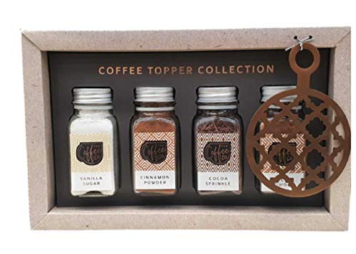 Kachhu® Coffee Topper Gift Set Includes: Vanilla Sugar Cinnamon Powder Chocolate Sprinkle Cocoa Powder 4pk