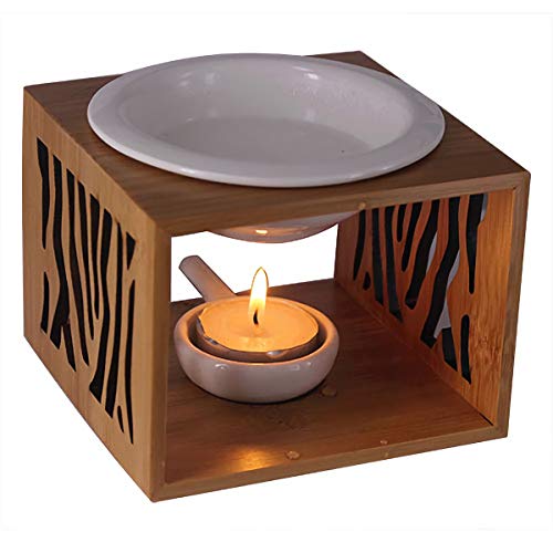 Singeek 100ML Ceramic Tea Light Holder,Essential Oil Burner Candle Aroma Diffuser for Spa Yoga Meditation (Closed-end Owl, Wood)