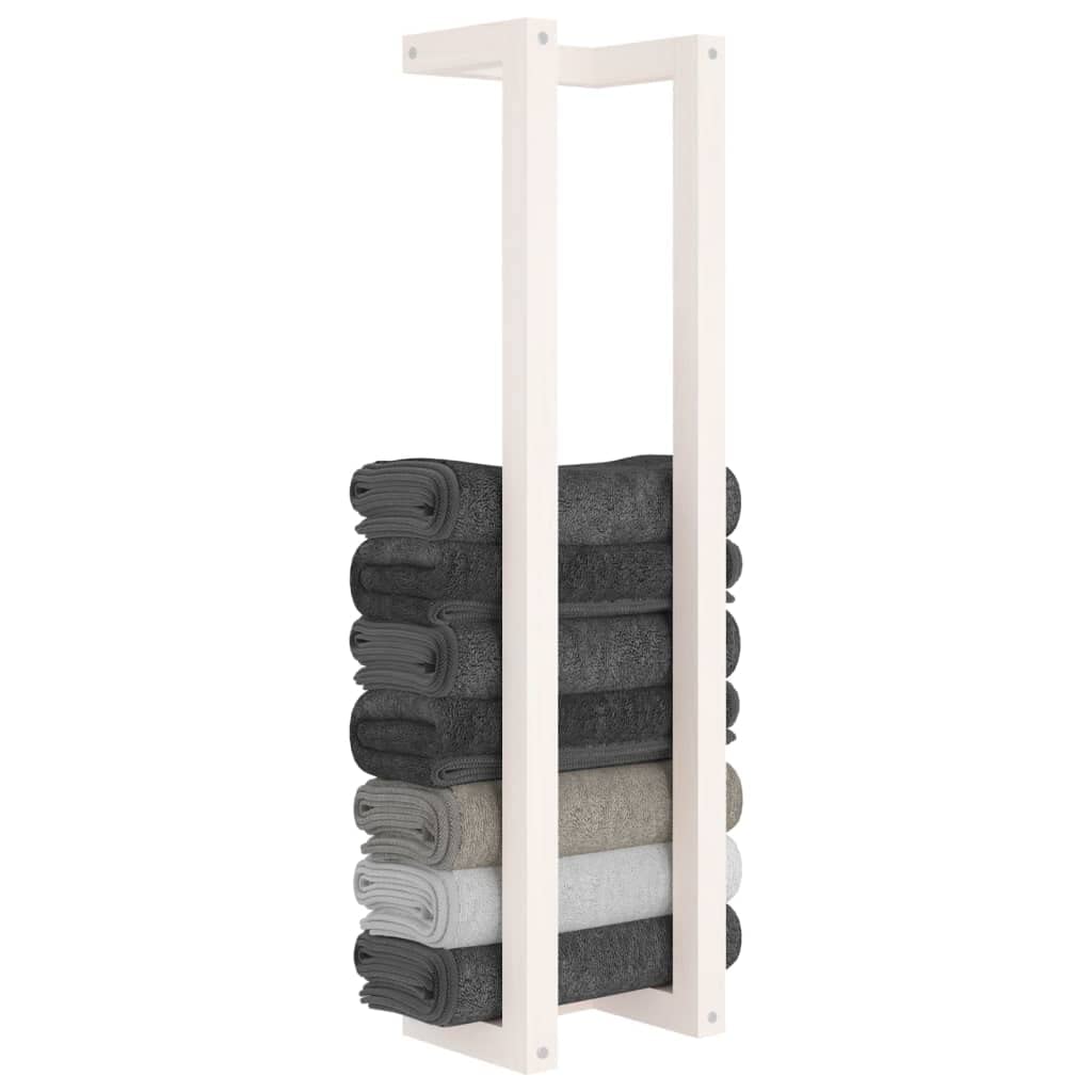 Porte-serviettes en pin massif Blanc 23 x 18 x 90 cm