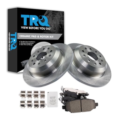 Image of TRQ Rear Brake Pad and Rotor Set Ceramic Solid Rotors