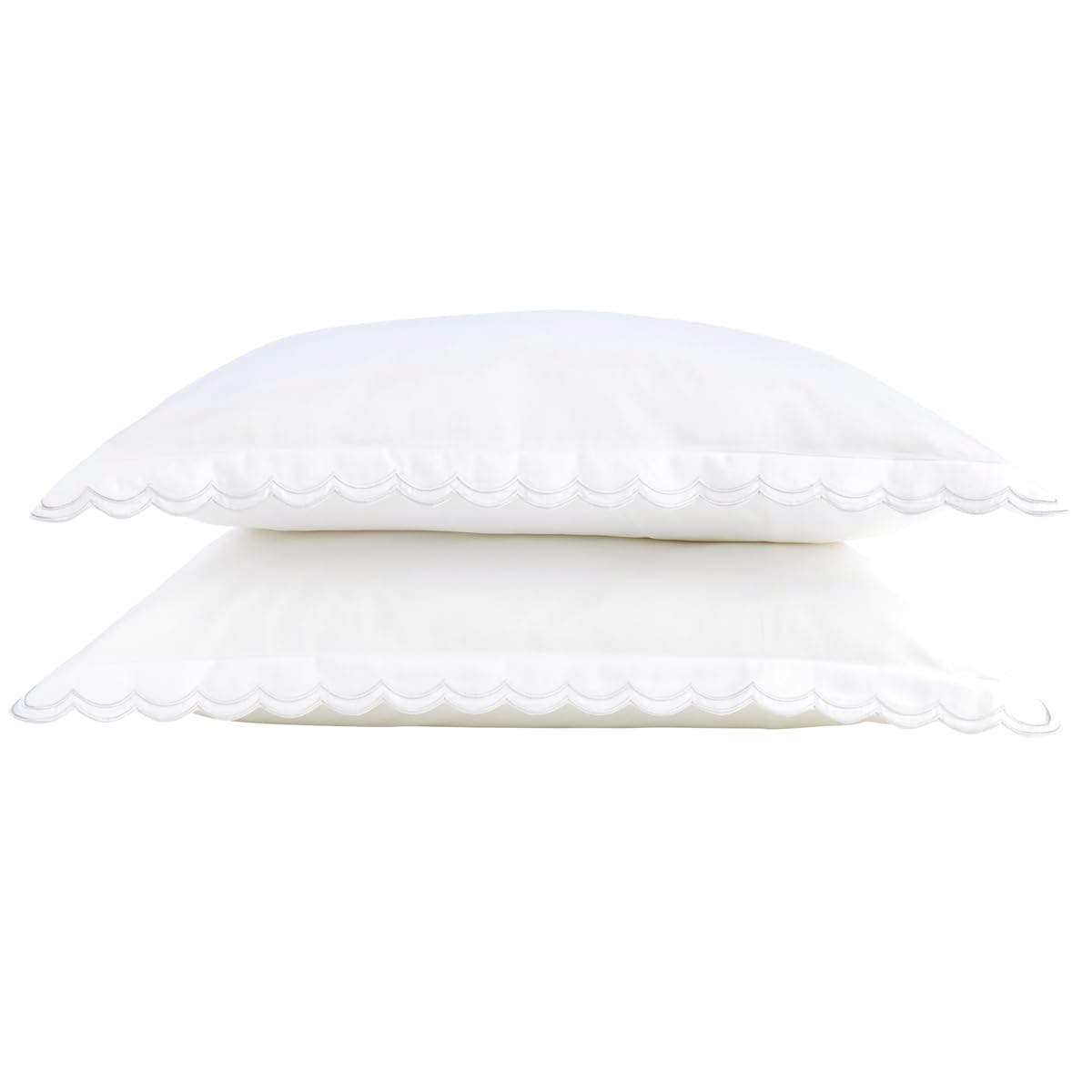 Christy White Scallop Edge Cotton Sateen Oxford Pillowcases In