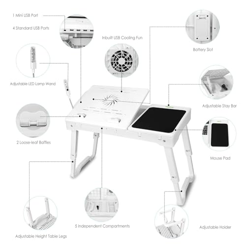 Base ajustable para laptop con ventilador y mouse pad miniatura 5