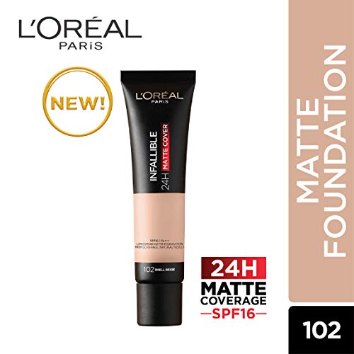 Image of L'Oreal Paris Infallible 24H Matte Cover Foundation, 102 Shell Beige, 35ml