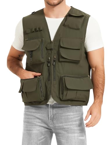 PEHMEA Men's Fishing Vest Utility Detachable Summer Vests with Pockets for Safari Travel Outdoor Work Photo Cargo Fly4