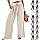 Wifgmjy Linen Trousers High Waist Wide Leg Pants with Pockets Loose Drawstring Trousers Women Tie Knot Lightweight Casual Summer Pants Office Business Workwear Plus Size