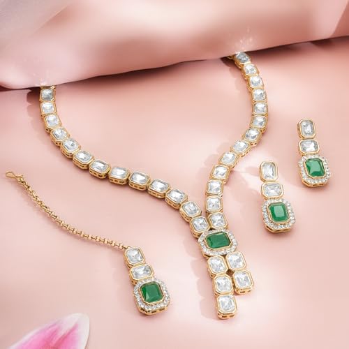 Image of Rubans Kundan Necklace Set Traditional Jewellery Gift for Women & Girls