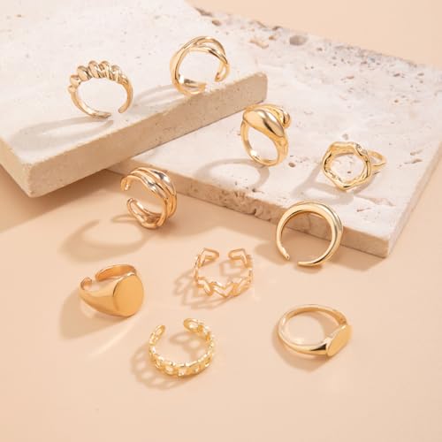 Image of Shining Diva Fashion Stylish Trendy Finger Rings Set for Women & Girls | Chunky Minimal Statement Ring Combos Modern Elegant Jewellery Collection