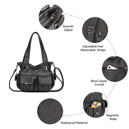 Image of KL928 Women's Large Purses Handbags PU Leather Multi-Pocket Shoulder Bag | Large