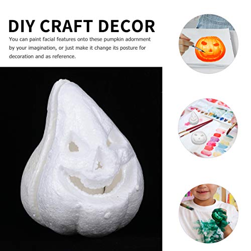 Healifty 3 peças de abóbora de espuma de artesanato branca Jack-O-Lantern modelagem, isopor, abóbora