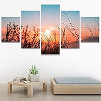 SIGNWIN 5 Panel Canvas Wall Art Setting in The Trees for Home Decorations Ready to Hang - 60