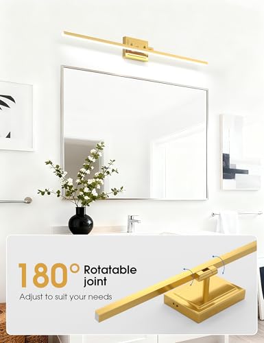 Image of VOLISUN Bathroom Vanity Light 39.4 inch, 24W Dimmable 5CCT Led Bathroom Light Fixture Over Mirror, Gold Bar Vanity Light for Bathrooms-ETL Certificated