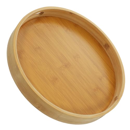 UTHCLO Round Serving Tray Handles Multi-Functional Storage Plate Bamboo Serving Tray for Fruit