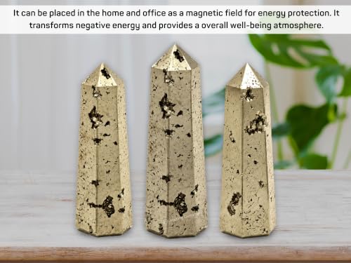 Image of Amazing Gemstone Large Raw Pyrite Crystal Towers ~ Natural Healing Crystal Point Obelisk for Reiki Healing and Crystal Grid (5.5 inch to 6 inch INCH)