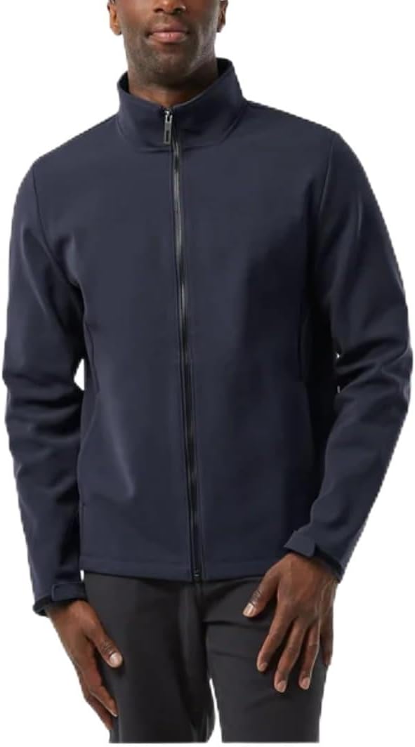 32 Degrees Men's Full Zip Jacket – Regular Fit, Outdoor Casual, Adjustable Cuffs, Stand Collar, Brushed Interior, Active Zip Coat (Blue, L)