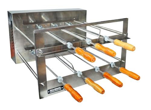 Brazilian BBQ Charcoal Grill - 07 Skewers - Rotisserie System - Oca-Brazil