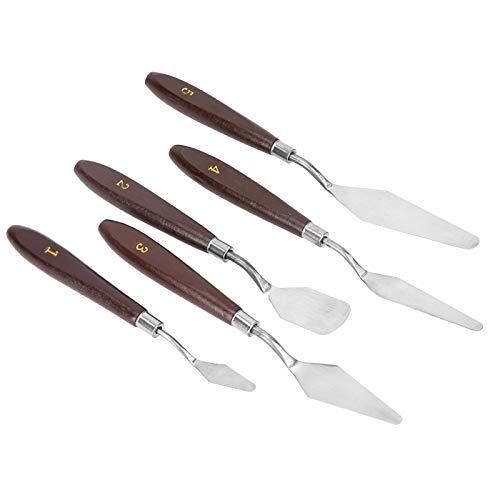 Juego de 5 cuchillos de pintura de acero inoxidable para artistas, para pintura al óleo, espátula, paleta de pintura, raspador de mezcla para lienzo, mezcla de acrílico.