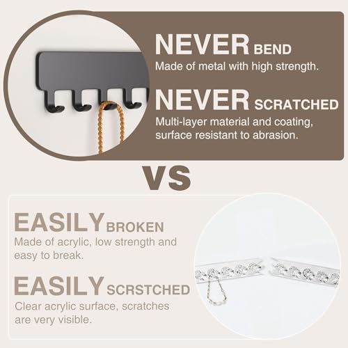 Necklace Holder Hanging Jewelry Organizer - Jewelry Organizer for Necklace, Self-Adhesive Necklace Organizer, Wall Jewelry Organizer,2 PCS, Black, HKUSJJ0030B23