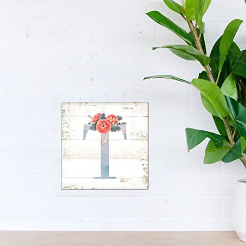 Lettre T en bois monogramme marbre cadeau idéal maison - 4