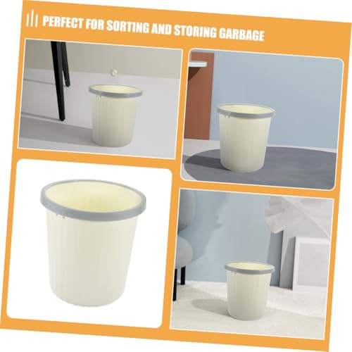 Caneca de basura rectangular sin tapa beige miniatura 5