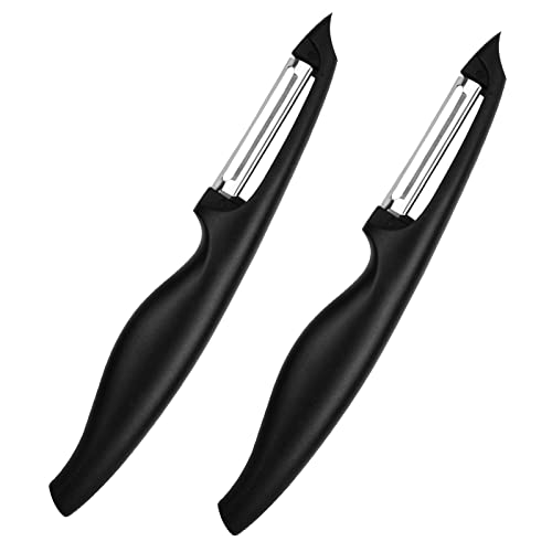 Pelador Multifunción 2 Piezas Pelador de Frutas y Verduras, Pelador de Patatas en Acero Inoxidable Extra Afilado, Cuchilla Afilada, con Diseño de Mango Cómodo,