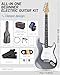 Leo Jaymz Beginner Electric Guitar Complete Kit with Portable Amp, Padded Gig Bag & Full Accessories, Maple Neck SSS Pickups (Gray)