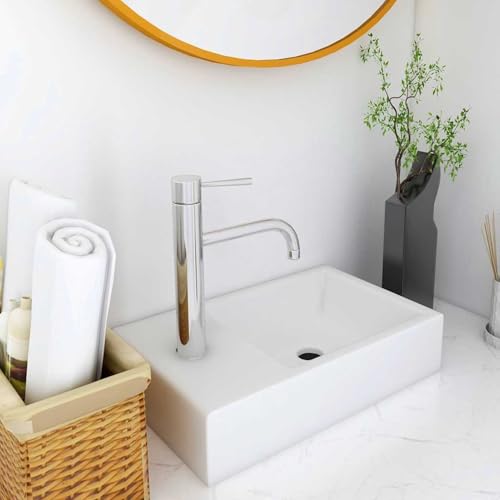 Tidyard Lavabo 400x220x90 mm SMC Blanc, Évier de Comptoir, Vasque à Poser, Lavabo de Salle de...