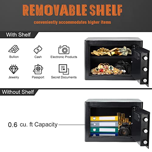 "Protect Your Valuables: Get the WASJOYE Fireproof Safe for Your Home, Office & Business - Secure Storage for Money, Jewelry, Documents & Passport - Digital Keypad with Safety Key Lock - Compact Size (13.78 x 9.84 x 9.84 inches)"