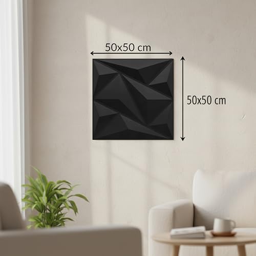 Image of Kayra Decor Wall Panels for Bedroom Alps Design Black Color 19.7 inch x 19.7 inch (Pack of 40) - Covers 107.80 Sq. Ft.